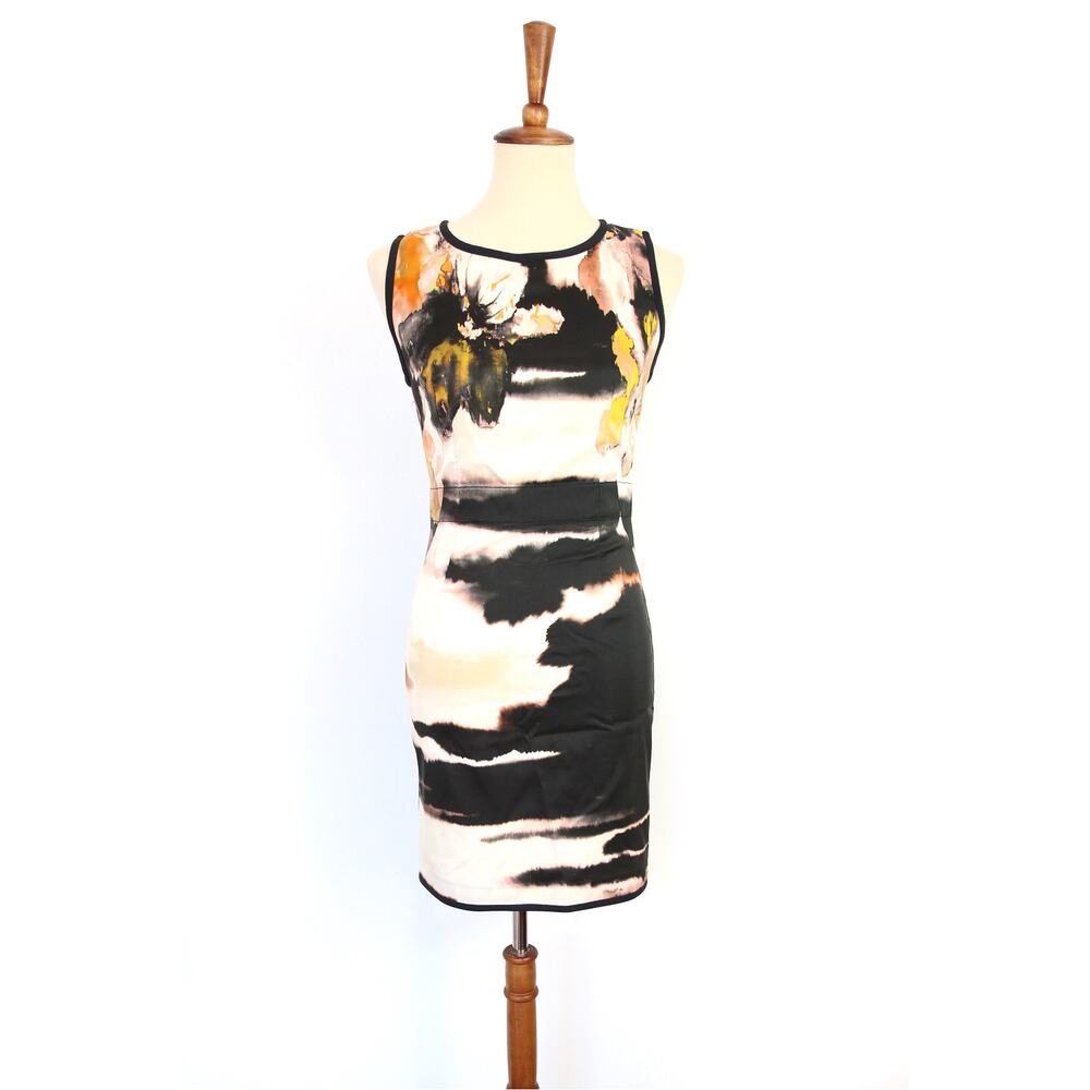 Aquilano Rimondi Dress Black White Pink Yellow Silk Shift Sleeveless Size XS